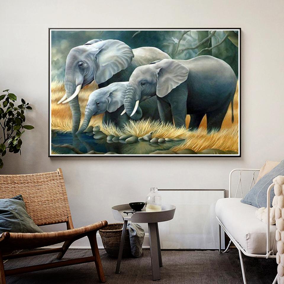 5D DIY-diamantmålning Djurelefant Strasskonstbild Full diamantbroderigåva Inlagd mosaik Heminredningssats