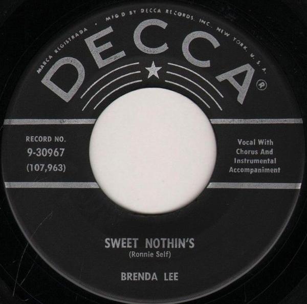 

7-дюймовая пластинка БРЕНДА ЛИ - Sweet Nothin s 930967 Decca 1959 США Рок Б/У