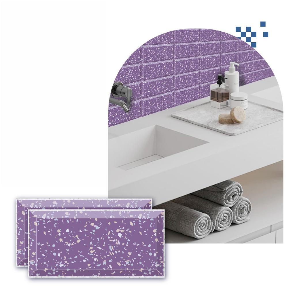 Adesivo per Piastrelle Autoadesivo Impermeabile in PVC 10x20cm Grana Marmo Cristallo Lucido Adesivi da Cucina Decorazione Murale Bagni Adesivo Murale
