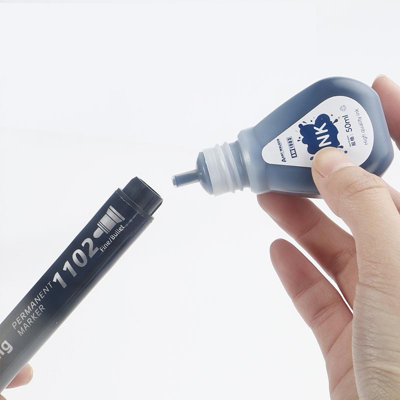 1box 50ml Permanent Marker Ink,Oily Quick-Drying Waterproof And Non-Fading,Non-Erasable Marker Ink Refill,Red Blue Black