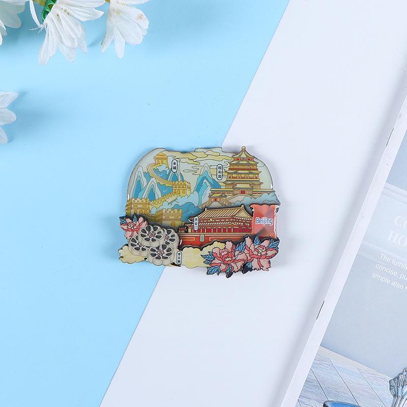 National City Scenic Cartoon Holz-Epoxid-Kühlschrankmagnet