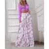Women's Printed Casual Suit Lapel Sexy Lace-up Shirt. Waist Wide Leg Pants Two-piece Set
