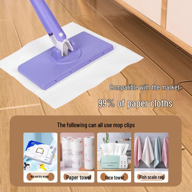 Hands-Free Mini Mop with Clip - Ideal for Bathroom Wall & Floor Cleaning, Wet Wipes Compatible