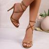 Clubwear Golden Heel Extreme High Heel Crisscross Strap Sandals, Plus Size Open Toe Pointed Toe Strappy High Heels For Women