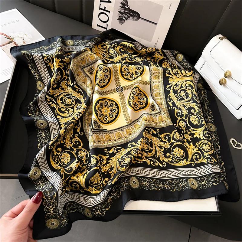 New Fashion 70X70Cmprinted Women'S Scarf Pashmina Silk Scarf Square Shawl Decorative Headband Neck Luxury Design Bandana