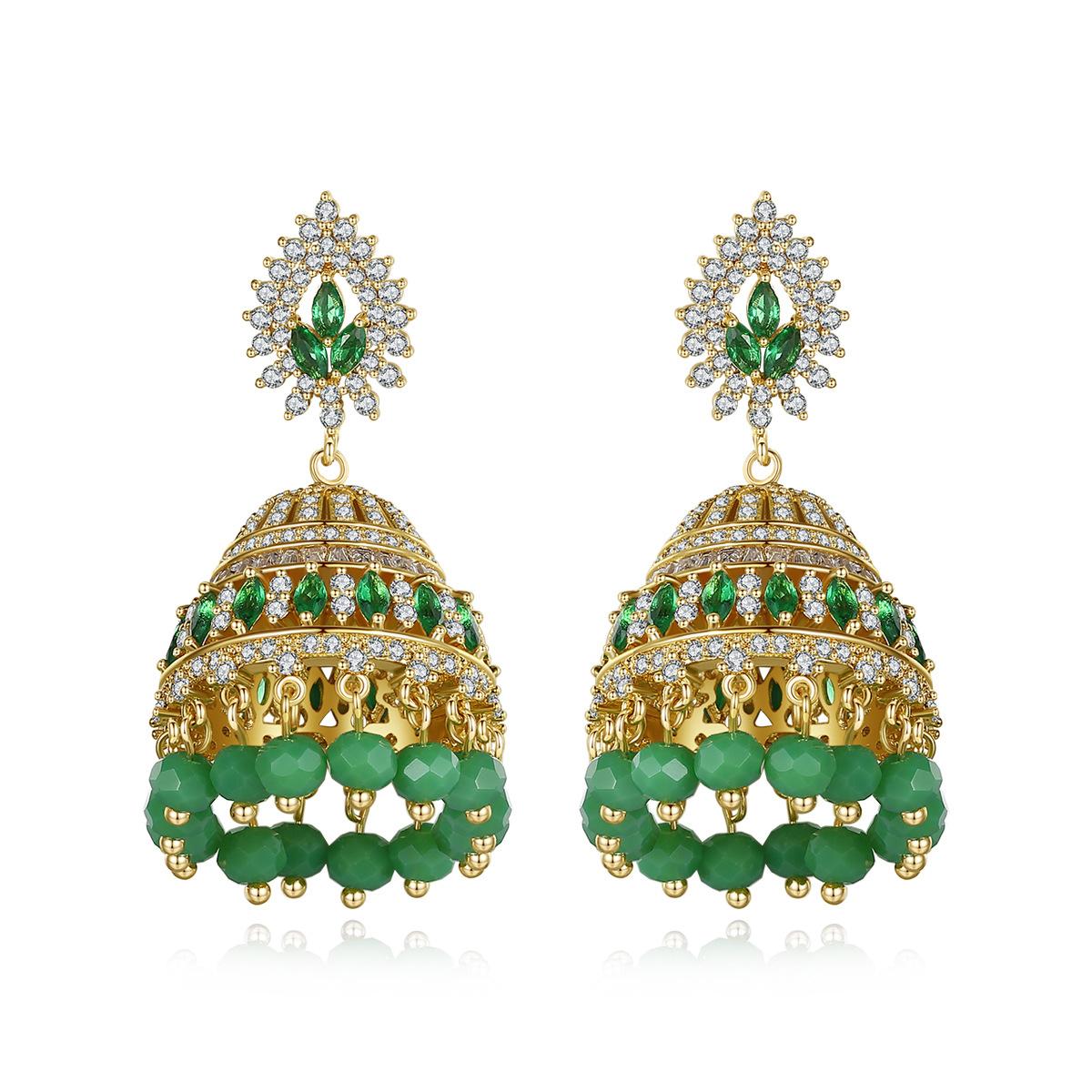 Fashion Accessories Retro Indian Earrings Popular Earrings Gold Plating Zircon Earrings Women s Creative Wind Chime Jewelry Fashion золотой