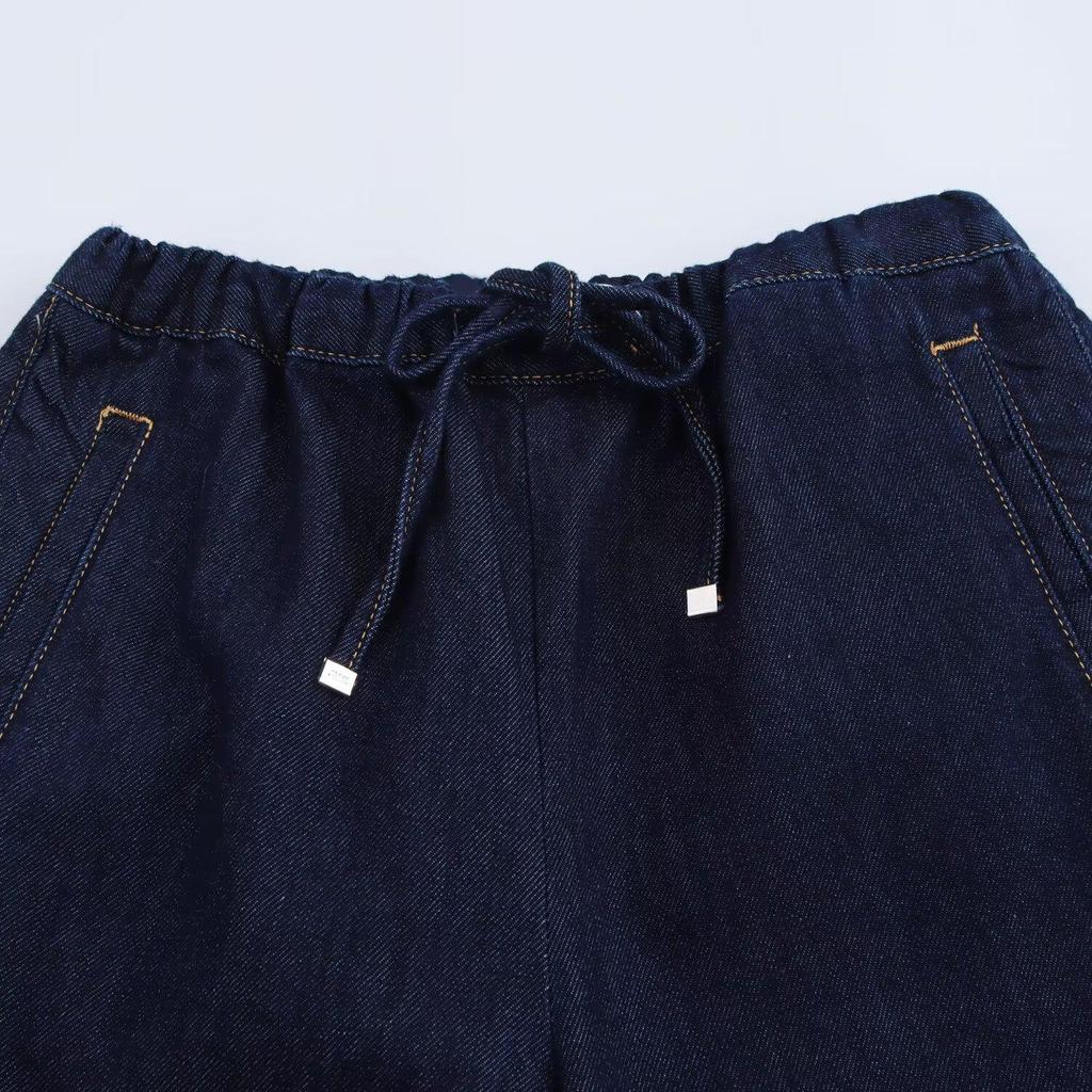 2024 Fall European & American Women’s Casual Denim Shirt and Tie-Waist Pants Set