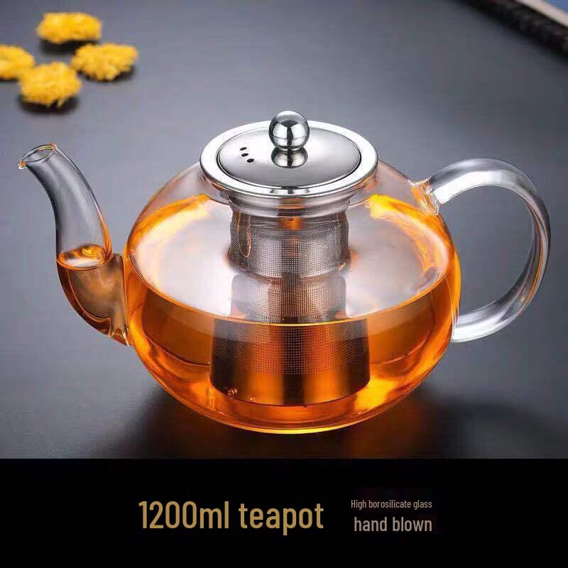 MINGHUI Heat-Resistant Glass Teapot with Stainless Steel Filter