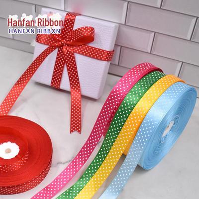 Özel Logo Baskısıyla Hediye Dekorasyonu İçin Polka Dot Saten Kurdele