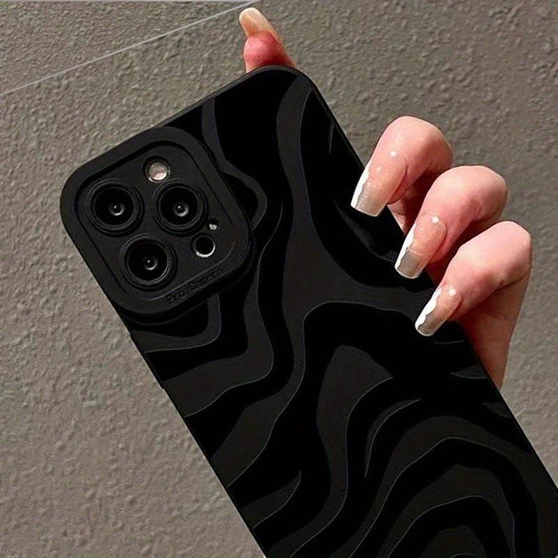 Black Zebra Pattern iPhone 15 Pro Max Case, Pupil Eye Design, Compatible with iPhone 14/13/12, Soft Silicone for Women.