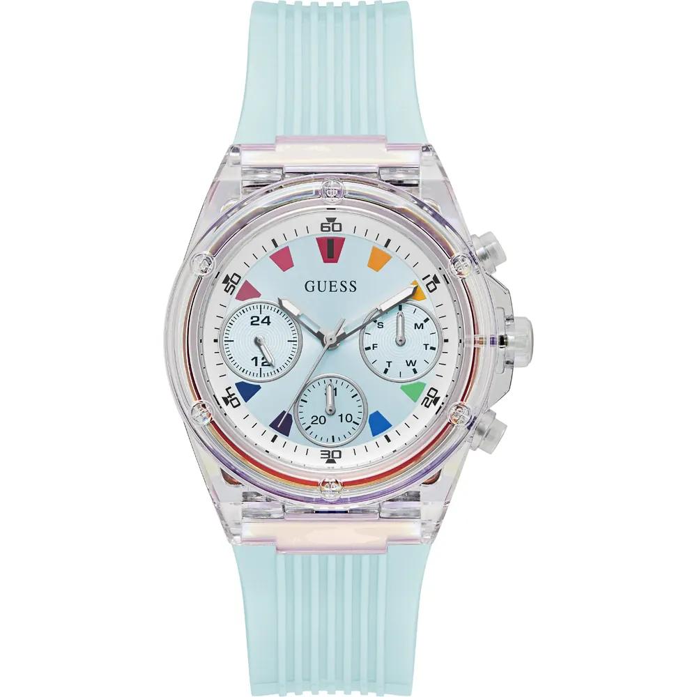 GUESS Athena Blue Stainless Steel, Silicone Ladies  Quartz Watch GW0438L8 синий