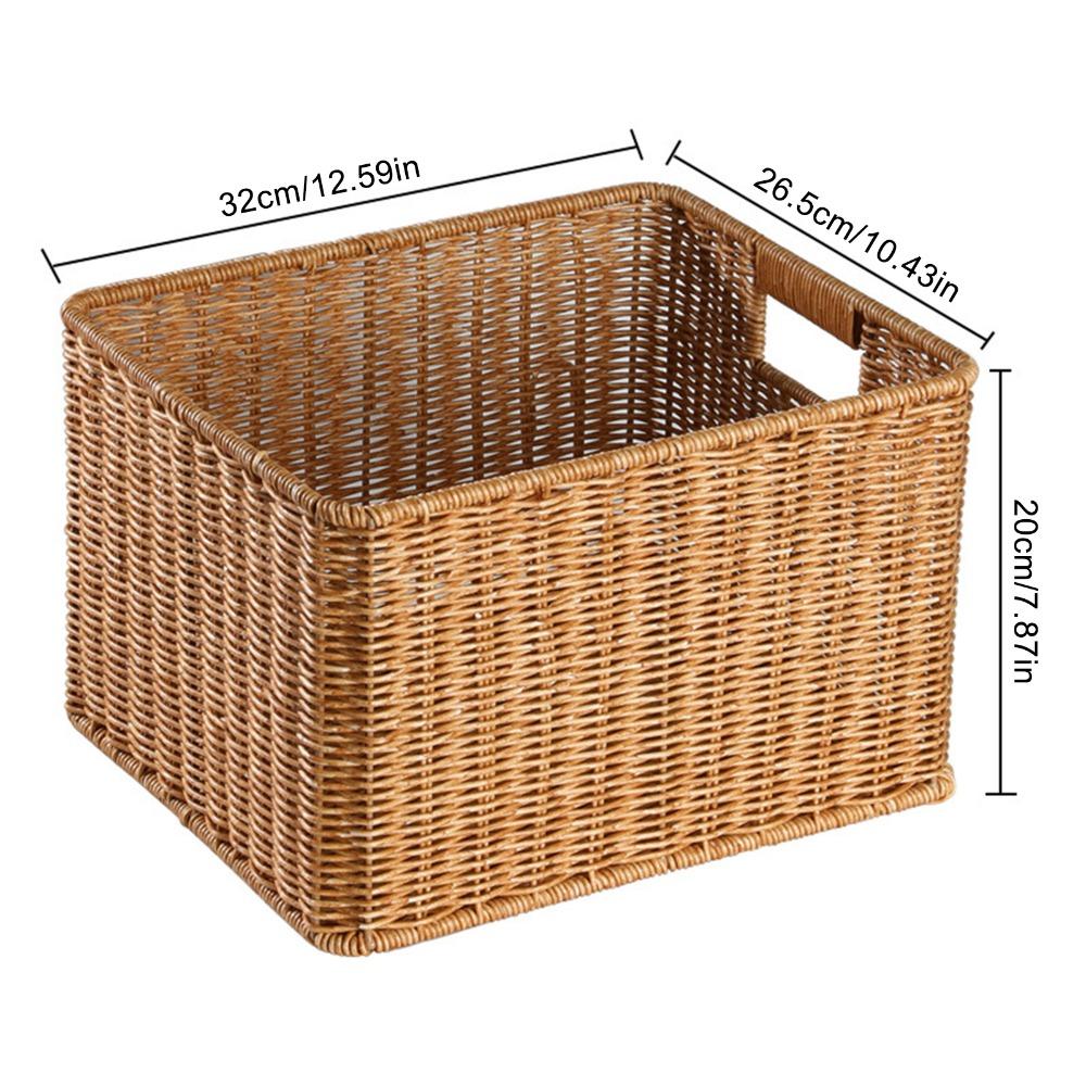 Stylish With Handles Storage Basket Woven Look Woven Organizer Rattan Basket Bedroom