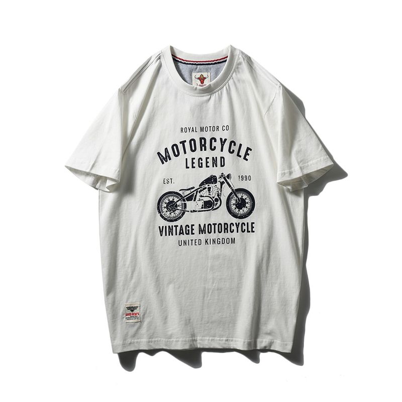 Trade Export to Domestic Sales American Retro Printed Pure Cotton Trendy Brand Short-Sleeved T-Shirt Men's Summer Base Layer Men's Clothing T-Shirt