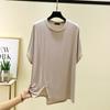 K-style Modal Asymmetrical Short-Sleeved T-shirt Women's Summer Thin Western Style Leisure Plus Size Loose Versatile Bottoming Top