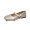 French Mary Jane silver square head light mouth single shoes women's 2025 new autumn skirt flat bottom gentle small leather shoes