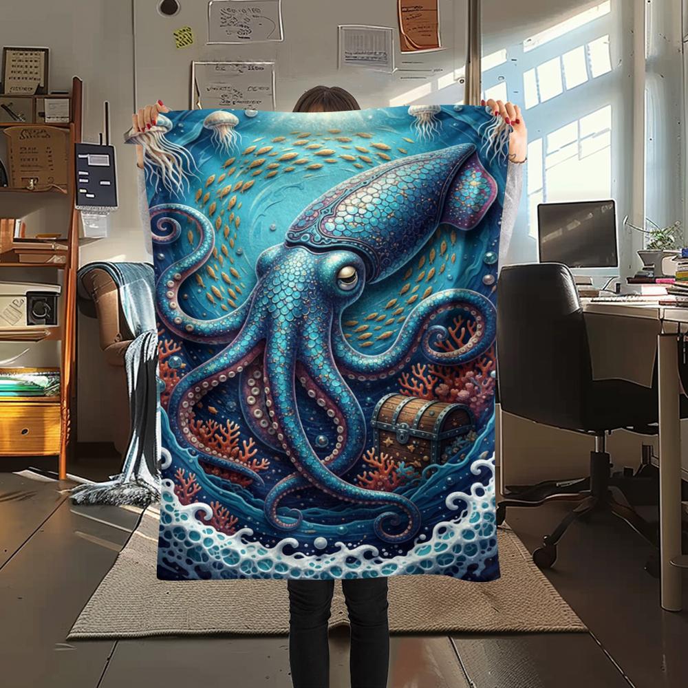 Marine Life Print Flannel Blanket,High Quality Comfortable for All Seasons,Home Decor,Warmth and Comfort,Perfect for Christmas Gifts