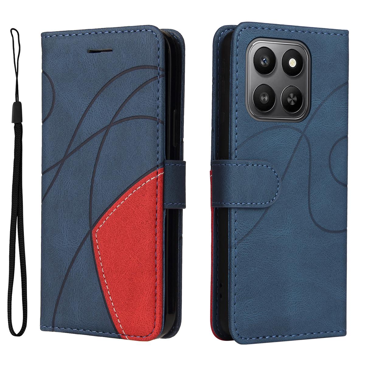 

For Honor 400 Smart 5G/4G/X7d 4G Leather Phone Case Stand Wallet with Bi-colour Splicing Design