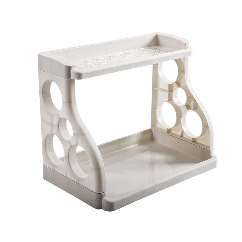 

Двойная прямоугольная настольная многофункциональная полка для хранения - Компактный органайзер для спальни, предметы первой необходимости для общежития бежевый