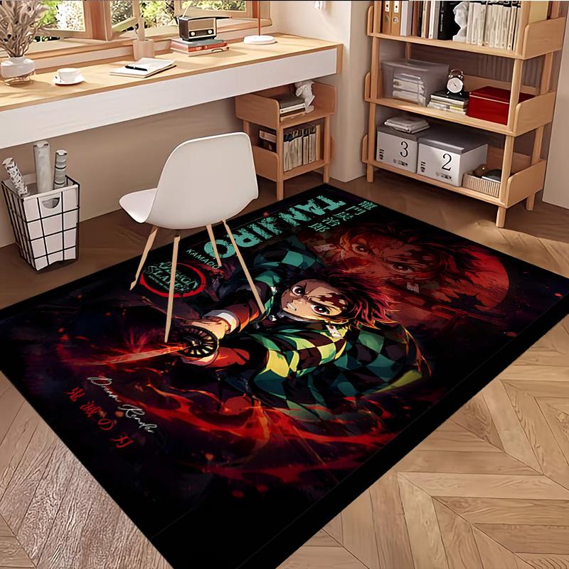 Demon Slayer Print Rug, Washable Floor Carpet, For Entryway Dorm Laundry Room Office Study, Home Decor Birthday Christmas Gift