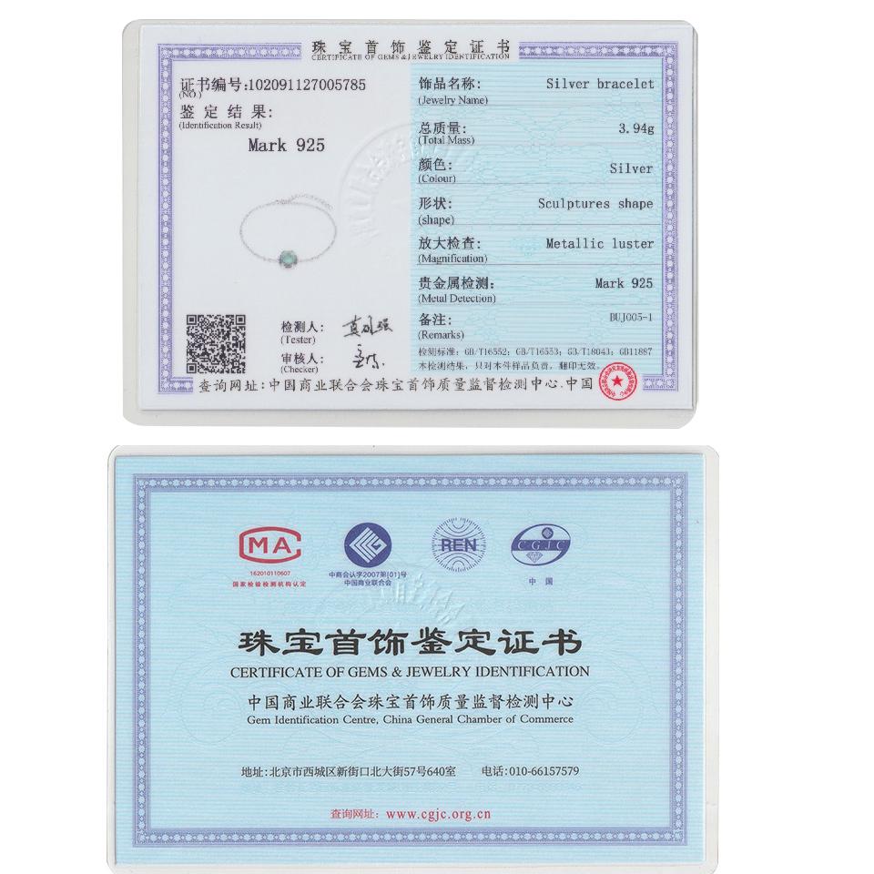 22cm Round Green Moonstone Bracelet Custom Charm 925 Sterling Silver Bracelets