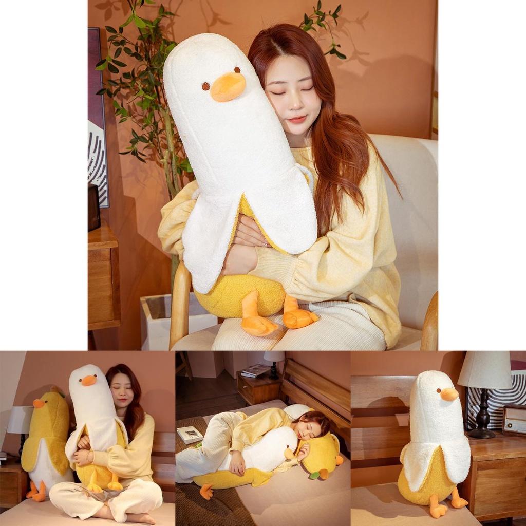 Adorkable Yellow/white Banana Duck Stuffed Plush Toy Pillow For Hugging