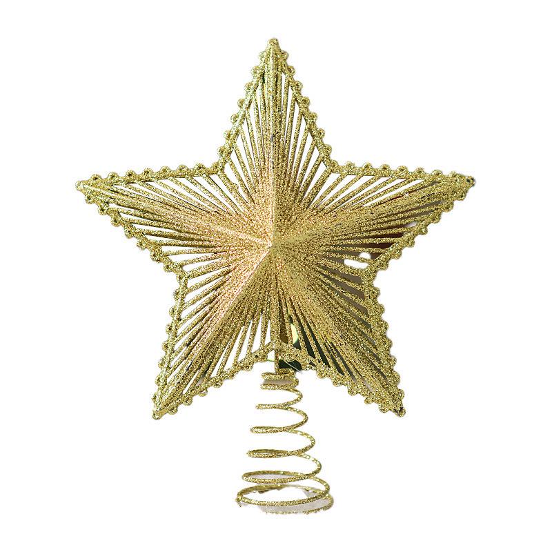 25CM Gold Luminous 3D Iron Star Christmas Tree Topper