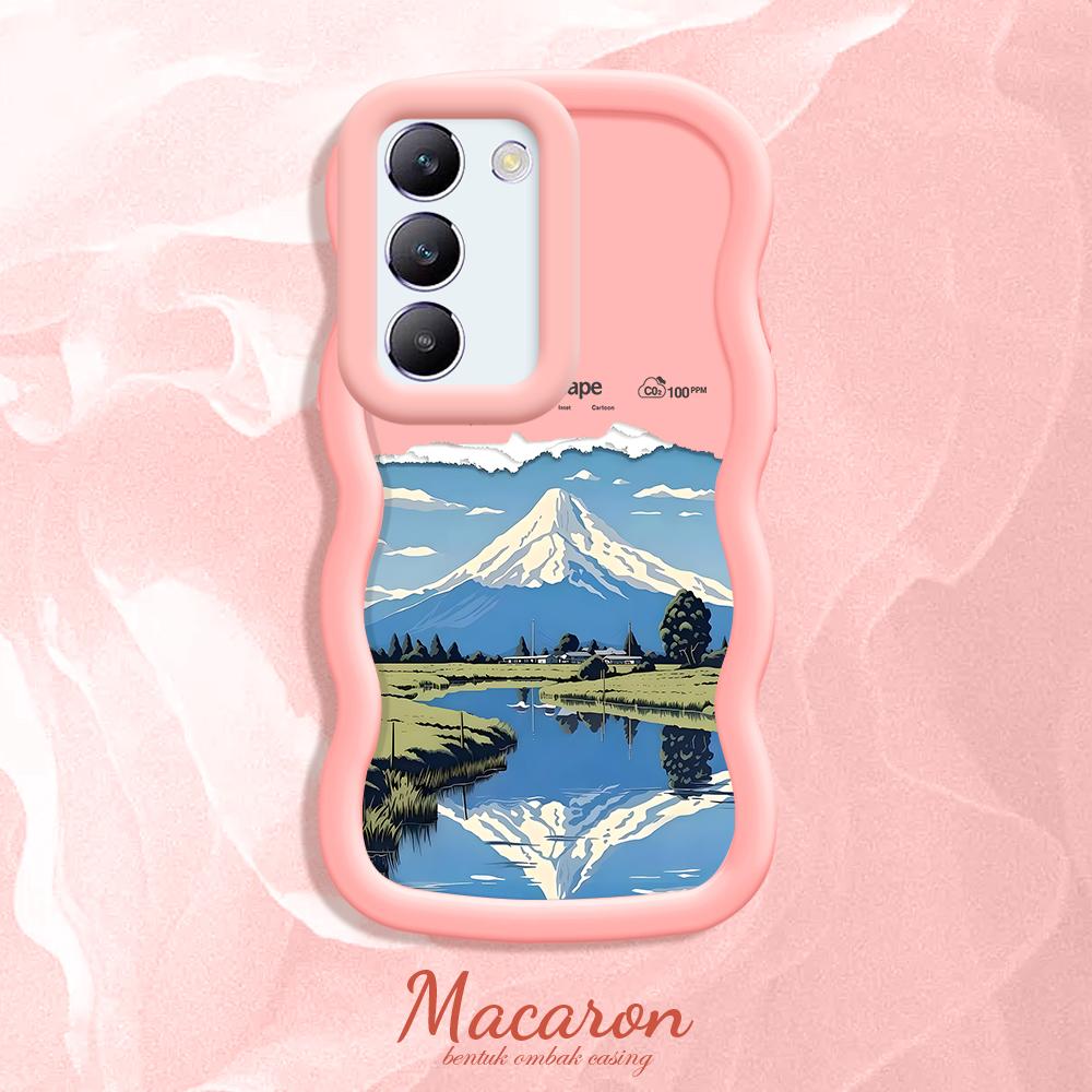 

Окрашенный узор Big Wave Edge Мягкий силиконовый материал Macaron чехол для телефона противоударный защитный резиновый чехол для OnePlus Vivo Motorola Moto Vivo Y27S розовый