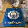 Custom Name,Man City Home Sofa Decoration for Living Room & Bedroom, Non‑Slip Play Flannel Floor Mat for Game Room