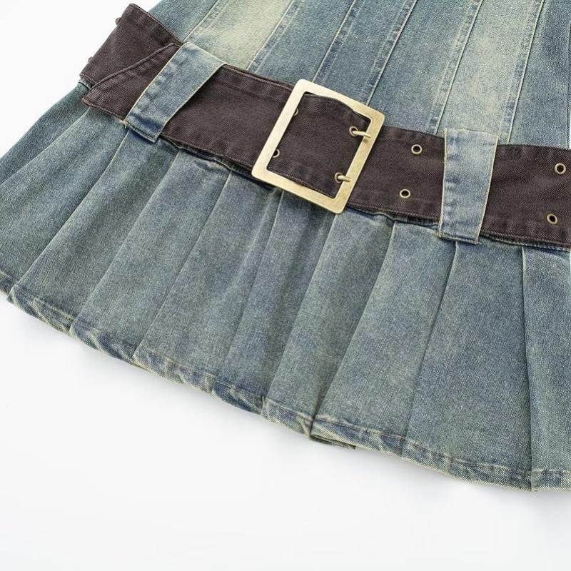 Vintage šaty Y2k Jednodílné korzetové džínové šaty z roku 2000 s páskem Skládaný Mini Krátké Jean Modré šaty Hottie Summer Women