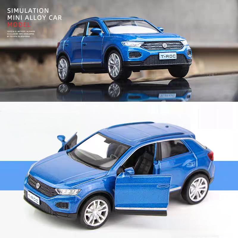 Volkswagen T-ROC SUV Simulation Diecast & Toy Vehicle Pull Back & Doors Open RMZ City 1:36 Alloy Car Model Gifts For Children