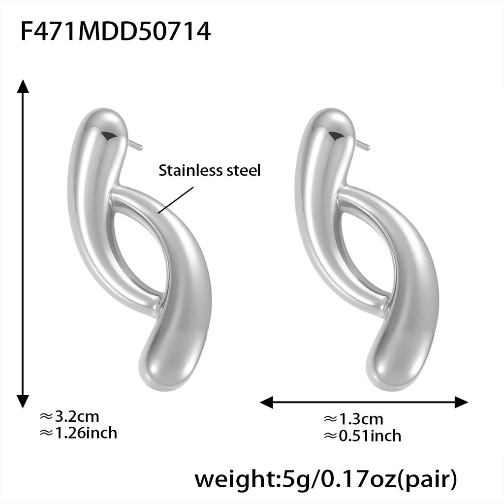 Two Tone Stud Earrings In Stainless Steel 18k Gold Plated Waterproof No Tarnish Geometric Aesthetics Ear Studs Earring For Women