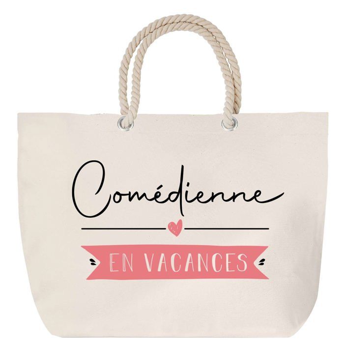 Sac de plage anse corde - PLANETEE - Comédienne ça n'existe pas - Grand format - Coton - Impression personnalisée