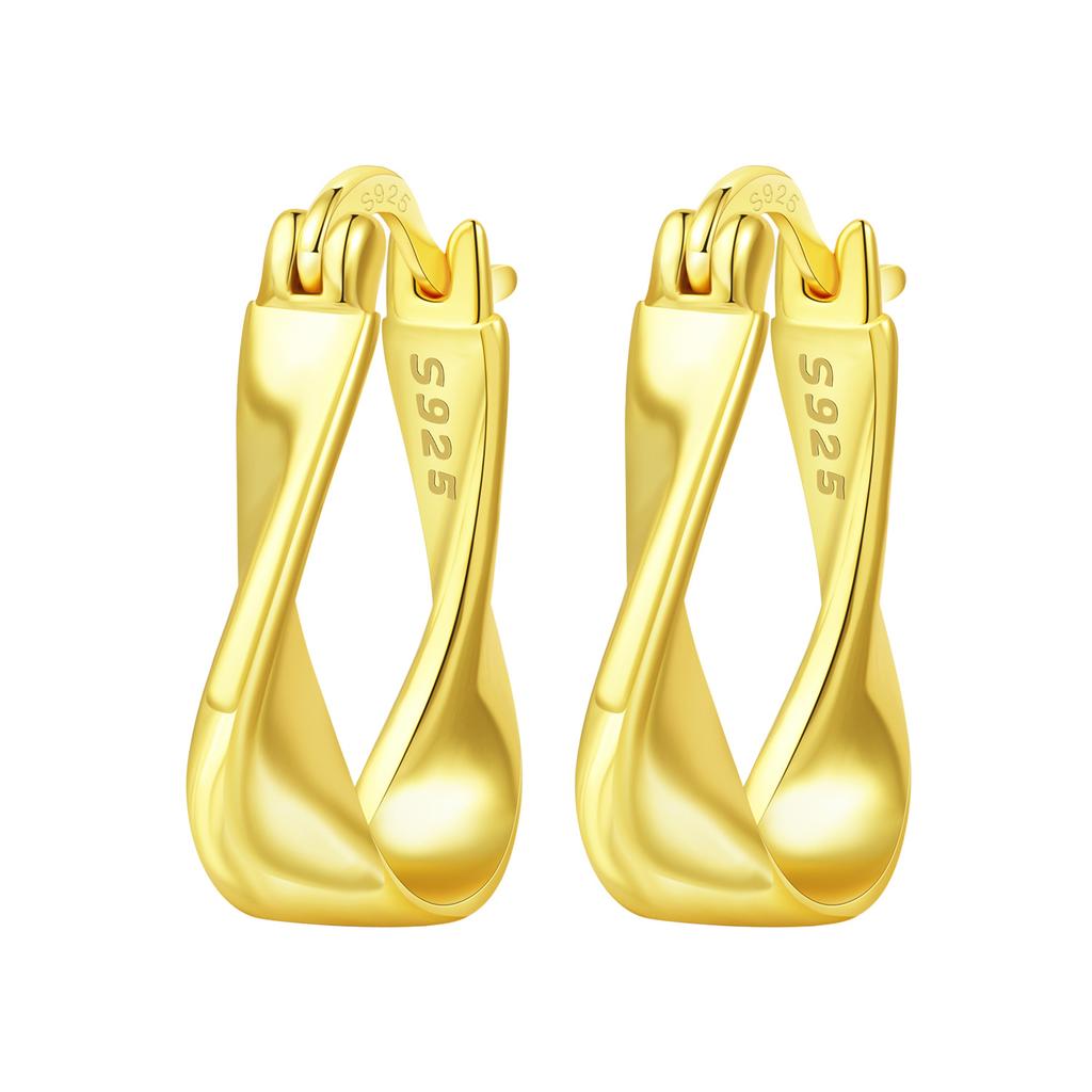 925 Sterling Silver Simple Gold U-shaped Earrings Jewelry Versatile Hoop Earrings for Women Jewelry Fine Birthday Party Gifts