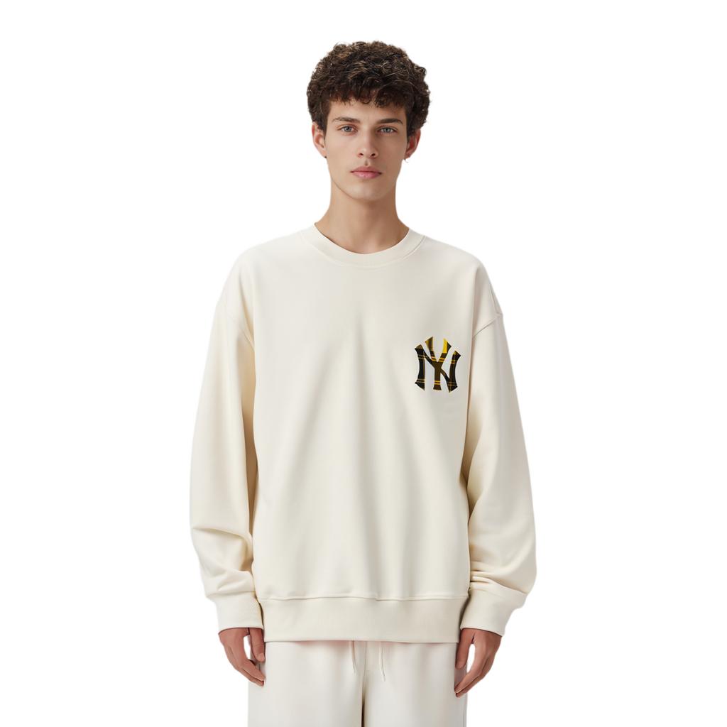 MLB Base Logo Sweatshirts Unisex White Crew Neck Moderate Regular 31MTE2041-50I