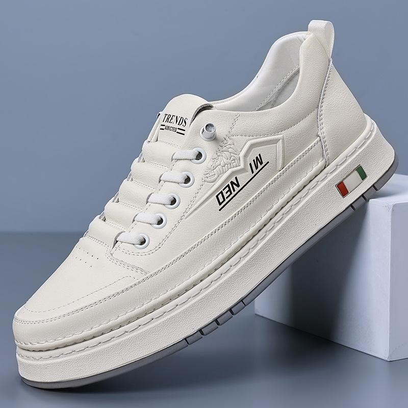 Men's Shoes 2025 Spring New Soft-soled Men's Casual Leather Shoes Trendy Shoes Board Shoes White Shoes Men