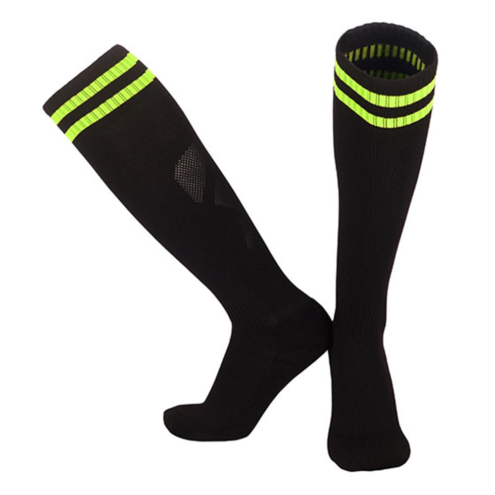 

LINGTU 1 Pair Stripe Knee High Soccer Socks Slip-Proof Sports Socks for Kids, M Size, 34-38 Black and green