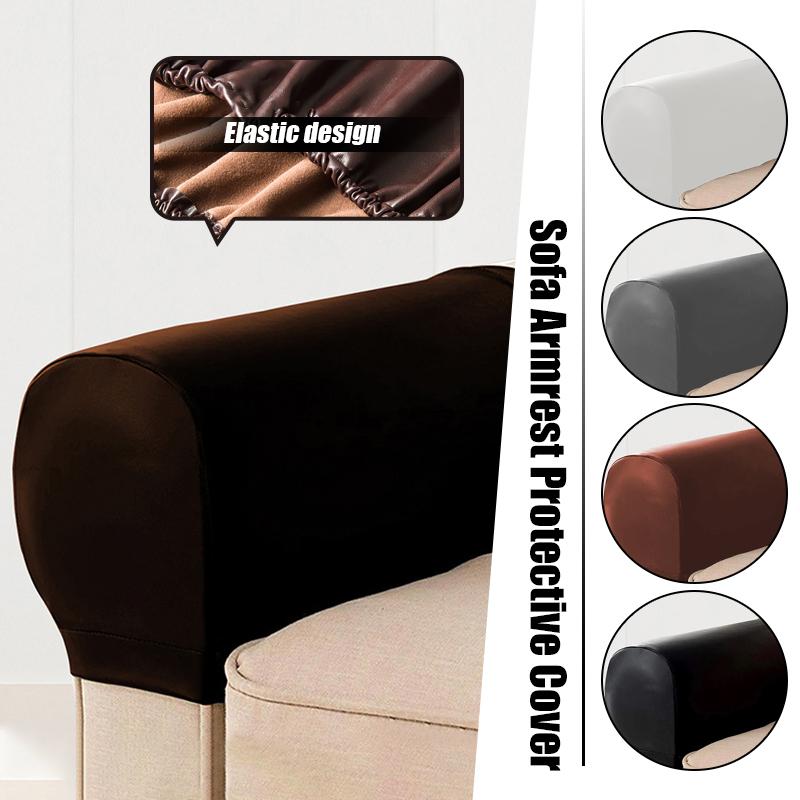 1 Pair Sofa Armrest Cover for Living Room Removable PU Leather Arm Stretch Chair Protector Armchair Covers Armrest Couch