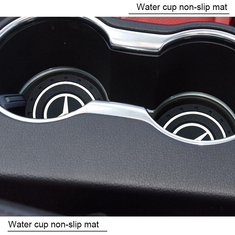 2Pcs Car Anti Slip Coaster Anti-noise Water Cup Pad Cushion Car Accessories For Mercedes Benz GLE63 CLS63 GLC63 W204 W205 C63 W212 W213 E63 W222