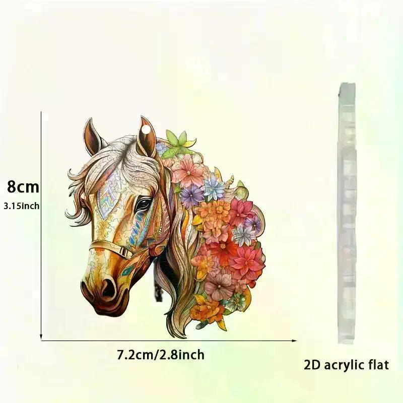 Vintage Floral Horse Christmas Hanging Ornaments Acrylic Horse Pendant Decorations For Xmas Tree Home Decor