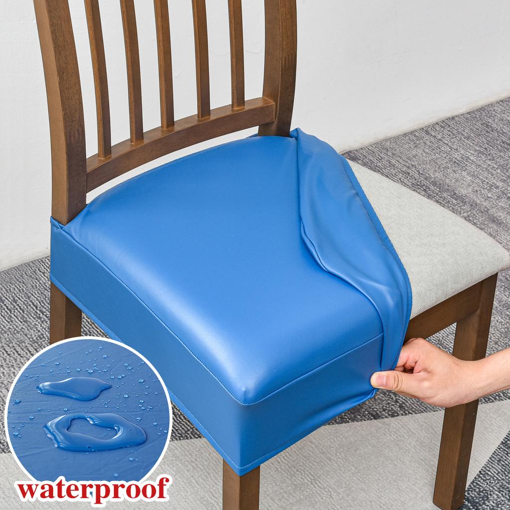 Waterproof seat covers for dining chairs Pu leather chair seat covers without back covers removable washable chair protector