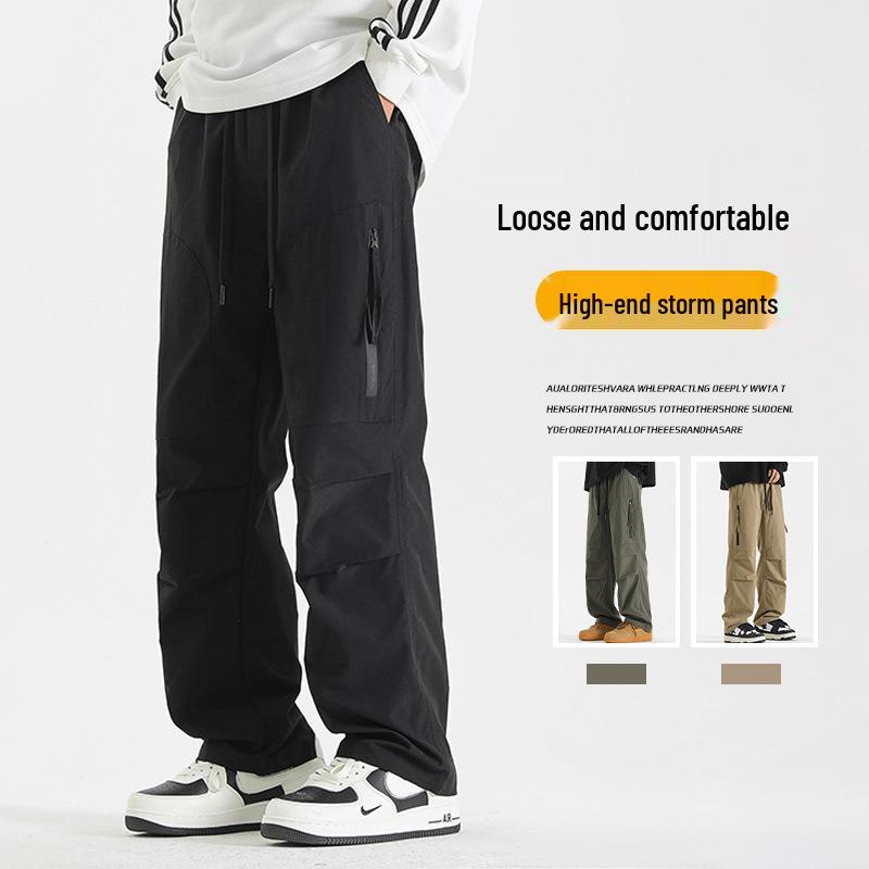 2024 Men's Trendy High Street Cargo Pants: Spring/Autumn, Handsome Loose Fit, Waterproof for Outdoor and Mountaineering