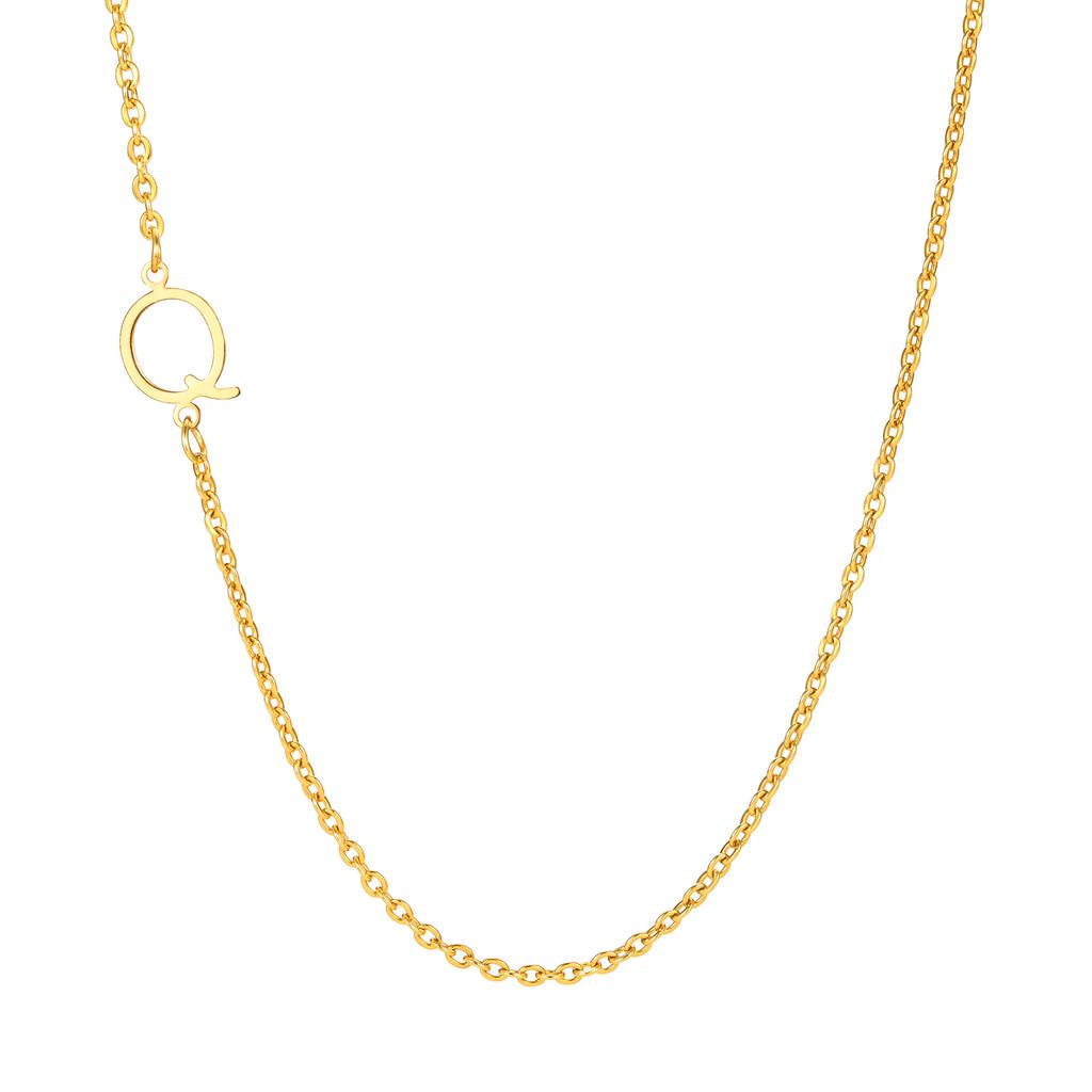 A-Z 26 Letters Initial Necklaces for Women 18k Gold Color Stainless Steel Necklace Rolo Chain Pendants Anniversary Jewelry