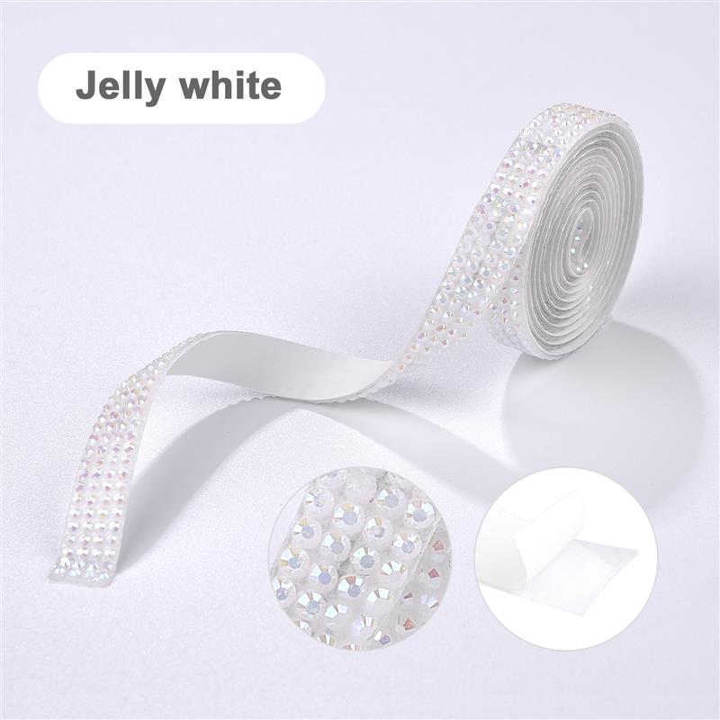 

0.9*91cm Adhesive Crystal Rhinestone Sticker Diamond Ribbon DIY Sticker Rhinestones Arts Crafts Car Phone Decoration 4 Rows