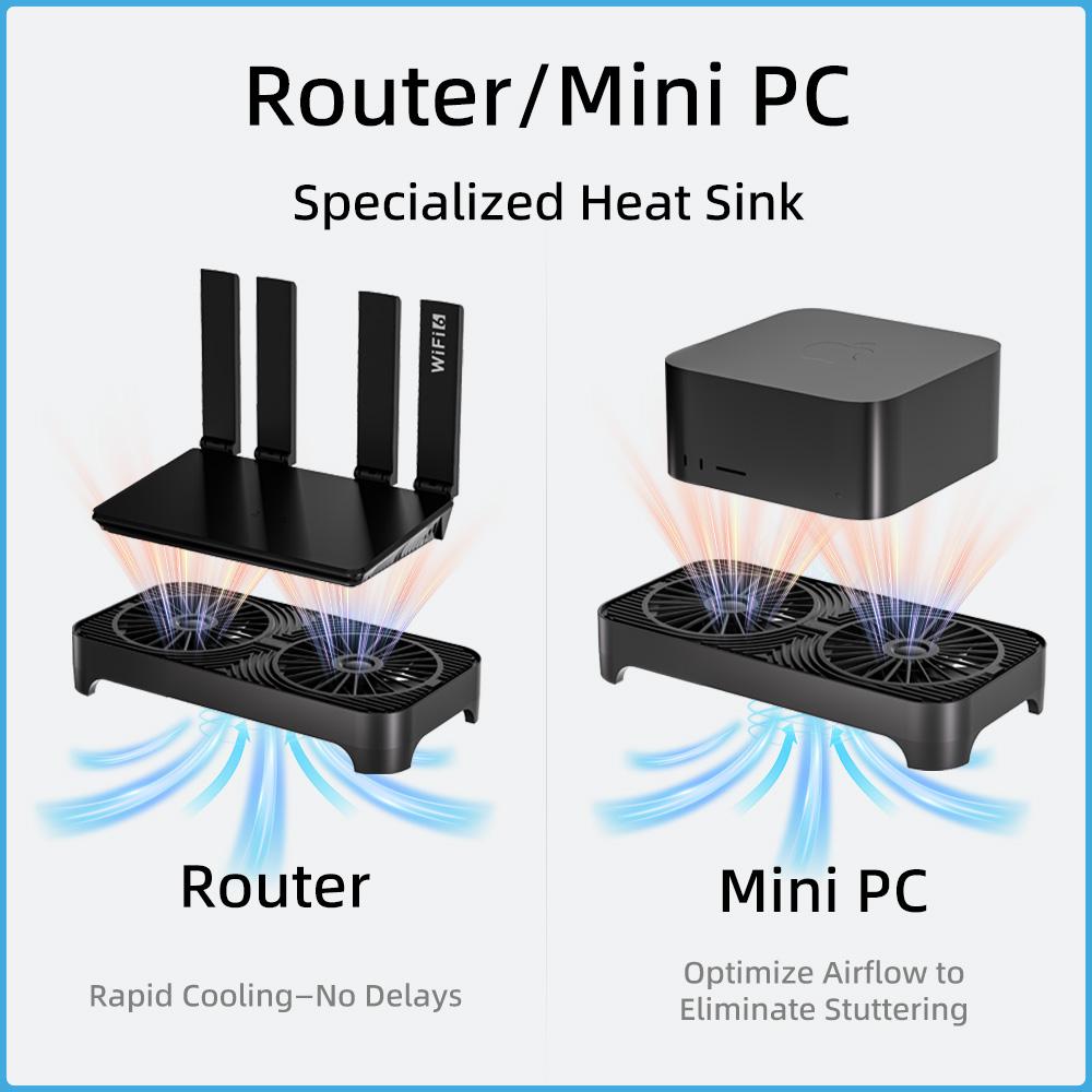 Router Cooling Stand Dual Fan USB Powered Silent Heat Dissipation Base for WiFi Router TV Box Set Top Box Modem Mini PC