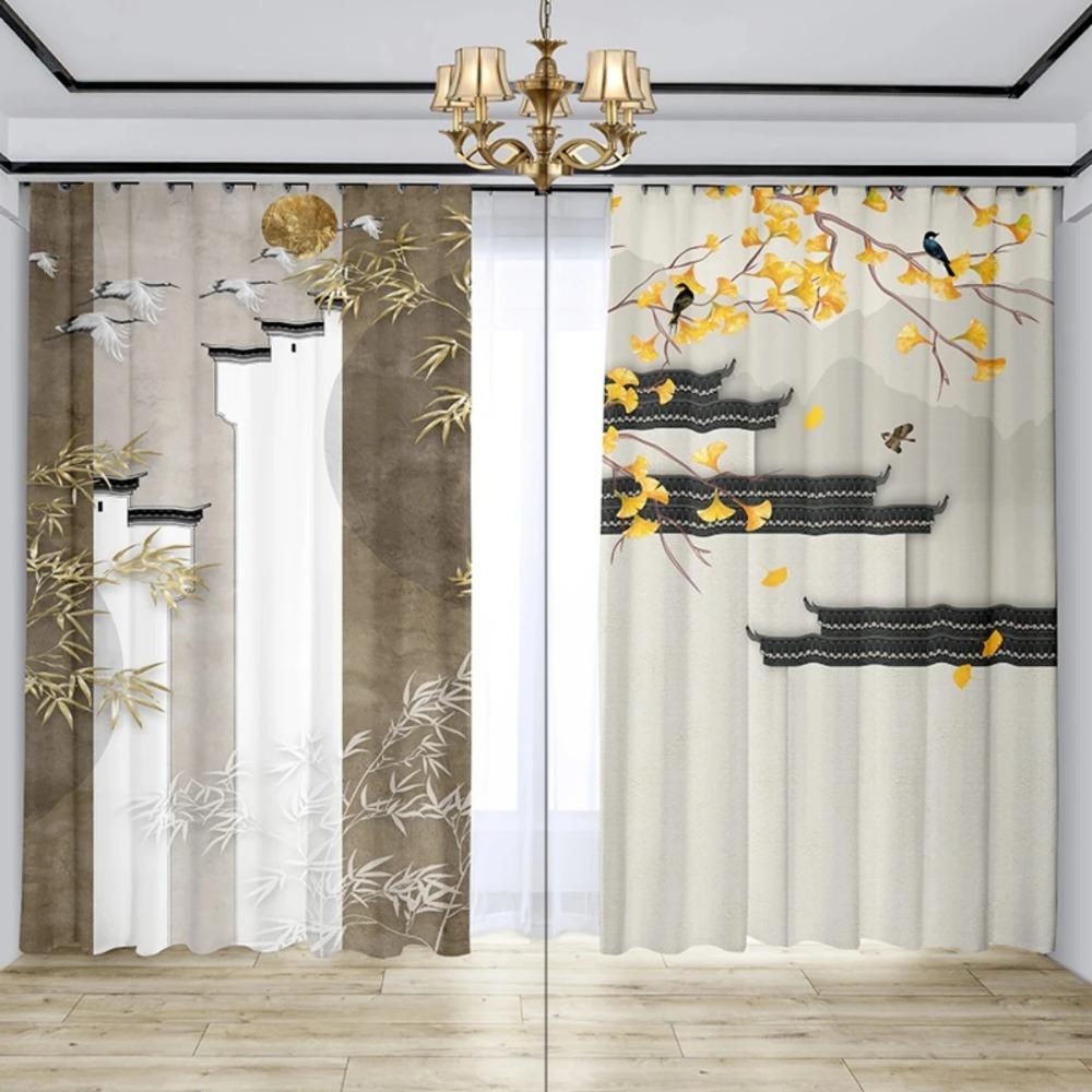 Chinesischer Vorhang Paravent Neuer Chinesischer Wohnraum High-End Atmosphäre Tusche Lotusblume Retro Zen Hohe Verdunkelung Neues Modisches Muster