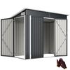 Depozit de Grădină din Metal 7,5 x 4,3ft, Depozit Exterior Impermeabil cu Ușă Triplă Blocabilă, Mănuși, Ventilație, Gri Închis