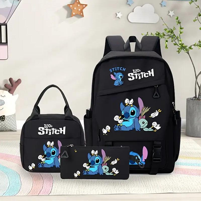 Cartoon Laptop Backpack Set for Students 3-Piece with Lunch Bag and Pencil Case, Large Capacity School Bag for Boys Girls