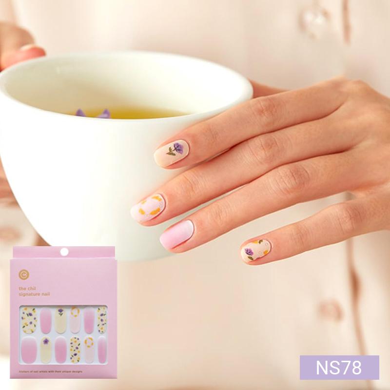 Floral Nail Stickers - 24pcs Self-Adhesive Strips, Quick 5-Min Manicure