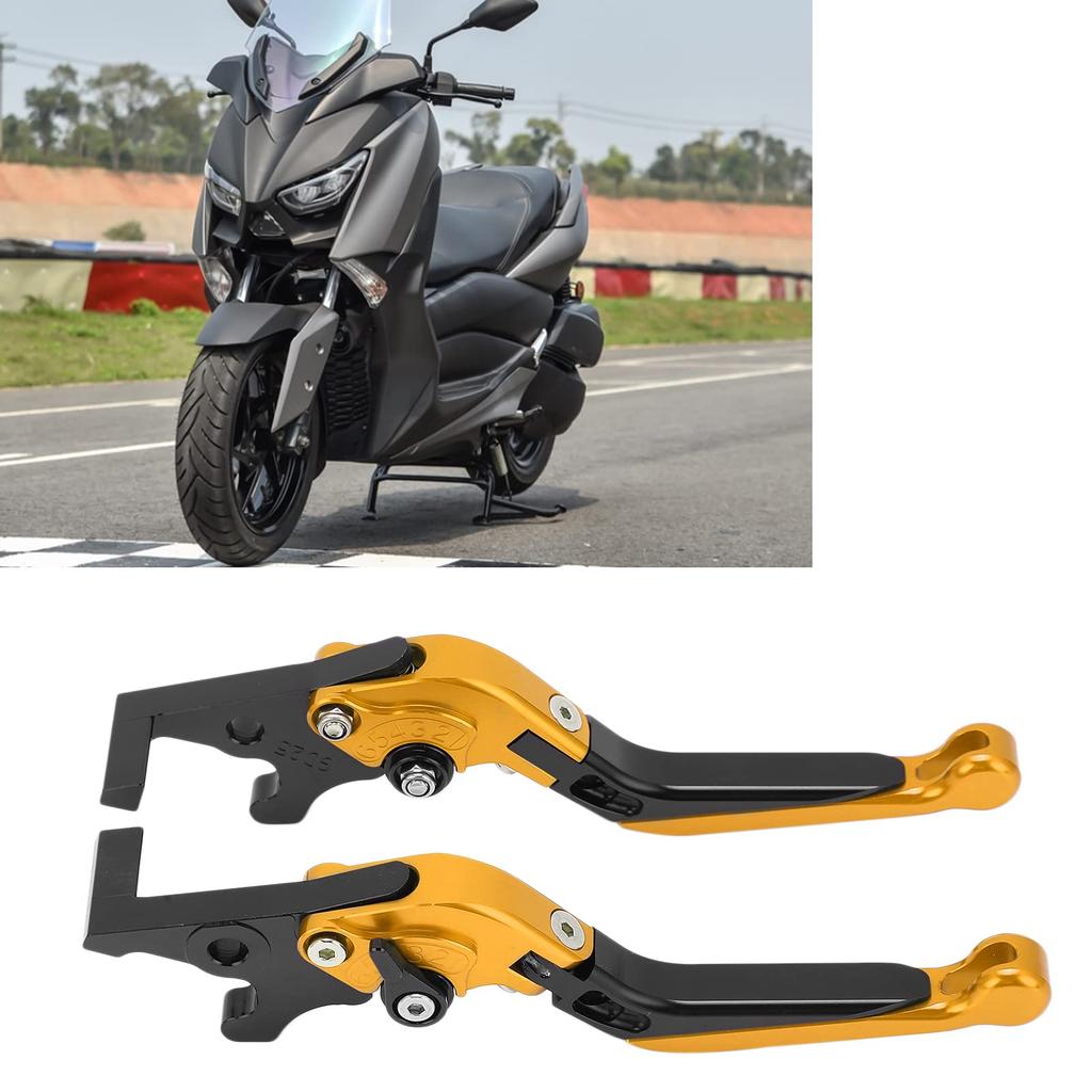 Adjustable Pair Motorcycle Brake Clutch Levers for Yamaha XMAX 250 XMAX300 XMAX400 (Gold)