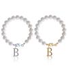 Letter Bracelet Set Stainless Steel Letter Pendant Pearl Beaded Lobster Buckle Cup Pendant Pearl Set Bracelet